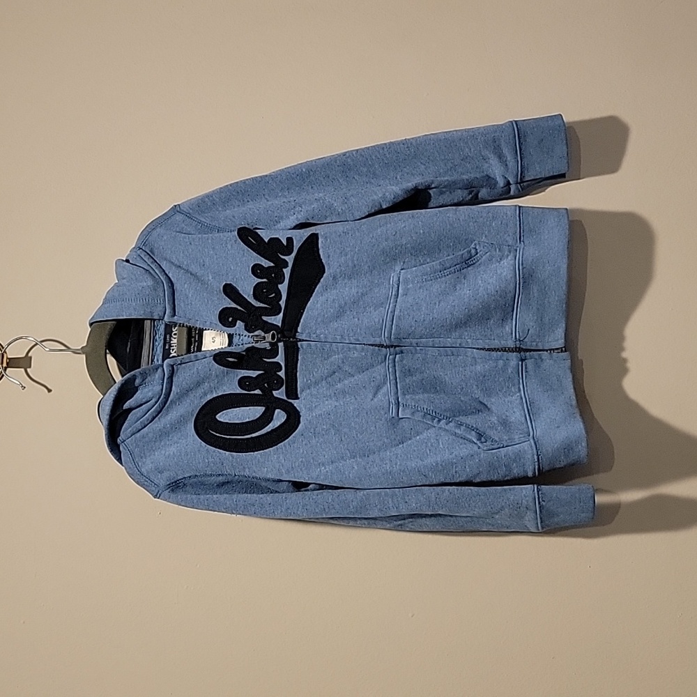 Osh kosh boys blue hoodie size 4/5 zip up jacket